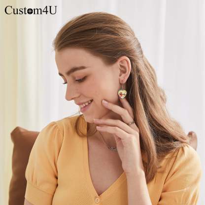 Boucles d'oreilles pendantes personnalisées avec photo cœur