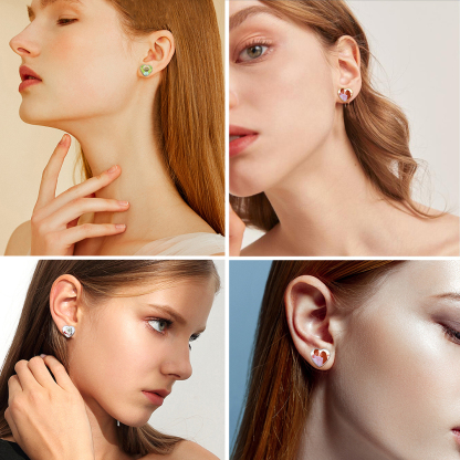 Clous d'Oreilles Personnalisées avec Photo pour Femme Collection