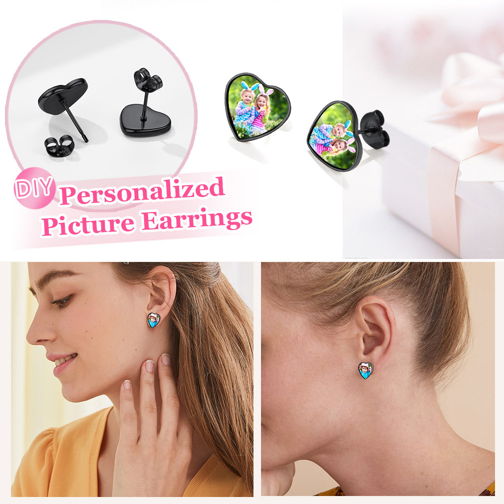 Clous d'Oreilles Personnalisées avec Photo pour Femme Scène