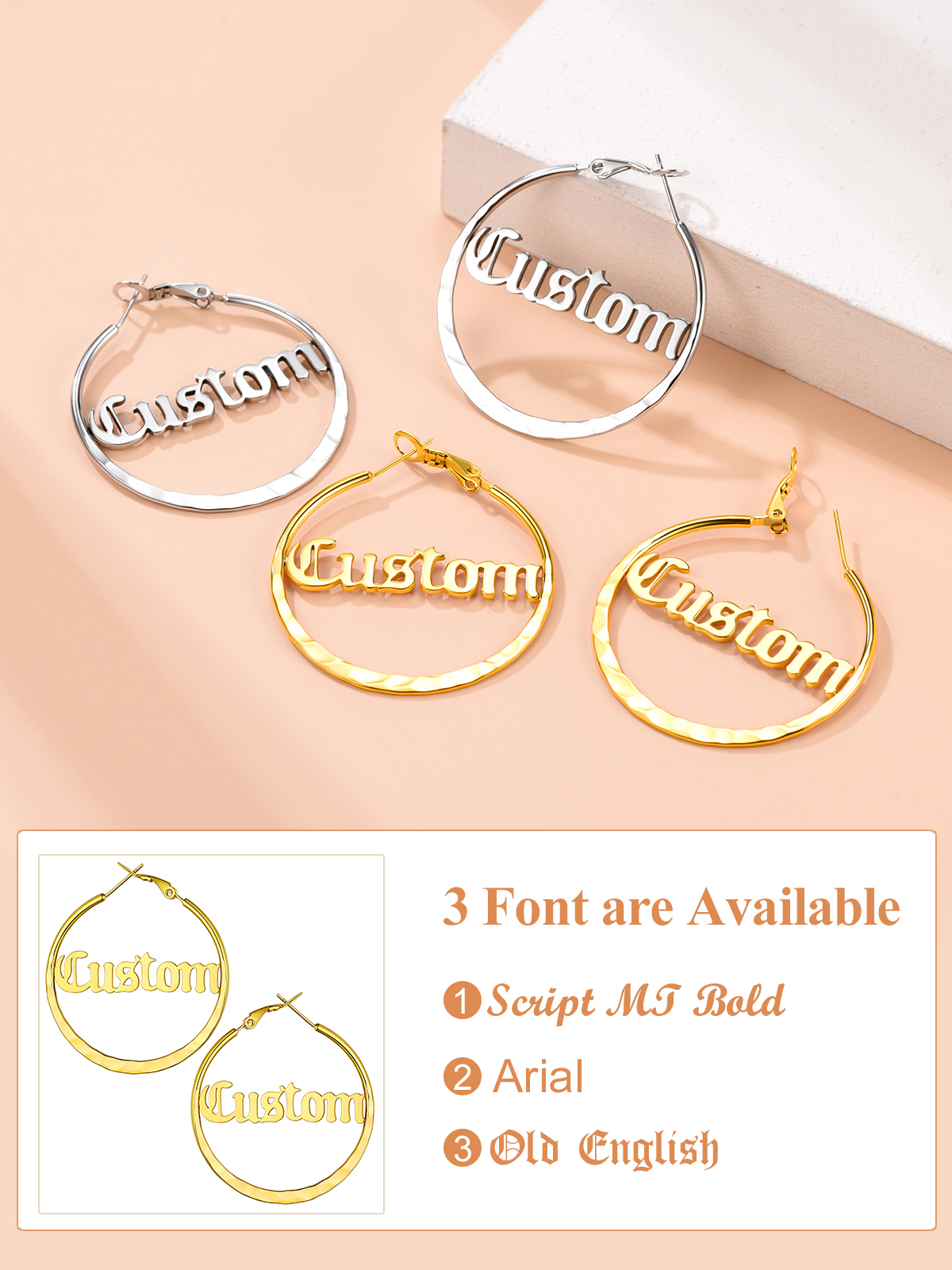 Boucles d’Oreilles Créoles Personnalisées avec Nom pour Femme Police