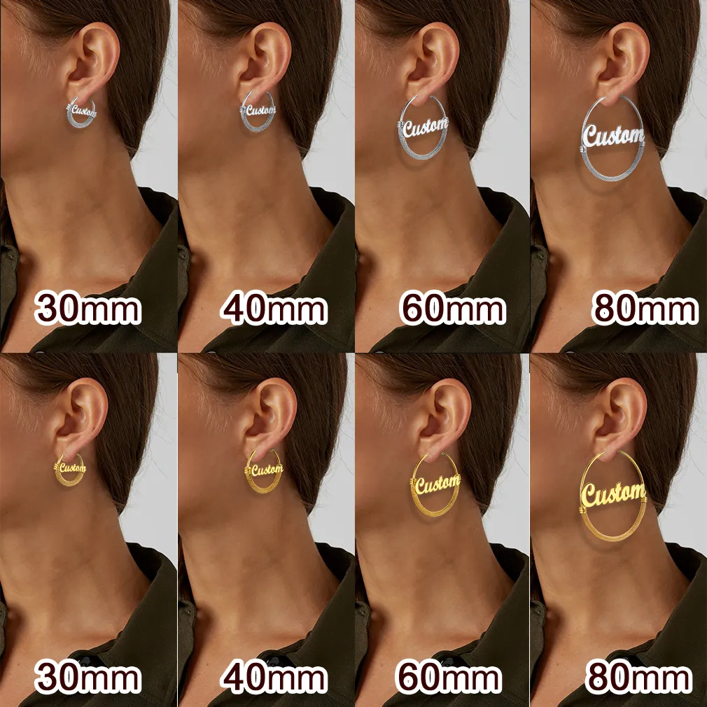 Créoles Tendance Personnalisées avec Nom  30/40/60/80mm Modèle