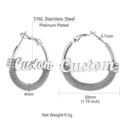 Créoles Tendance Personnalisées avec Nom pour Femmes 30mm Taille