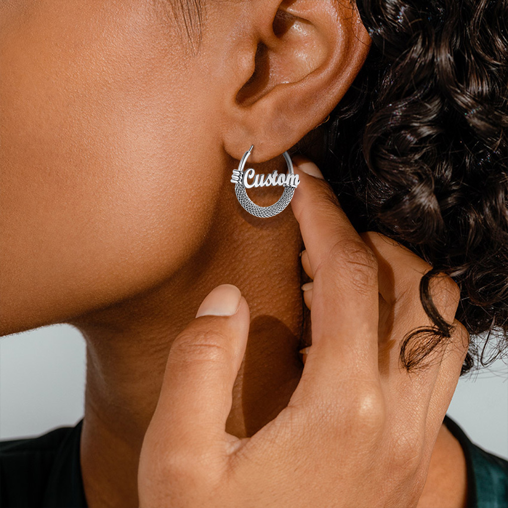 Créoles Tendance Personnalisées avec Nom pour Femmes 30/40/60/80mm Modèle