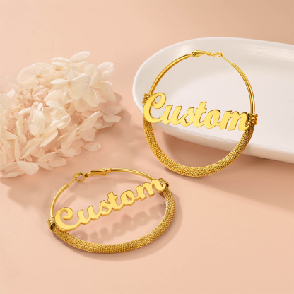 Créoles Tendance Personnalisées avec Nom pour Femmes Or