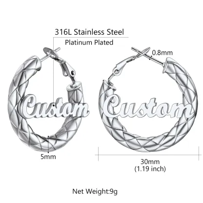 Créoles Personnalisées avec Nom à l’Intérieur Cadeau pour Femmes Taille 30mm