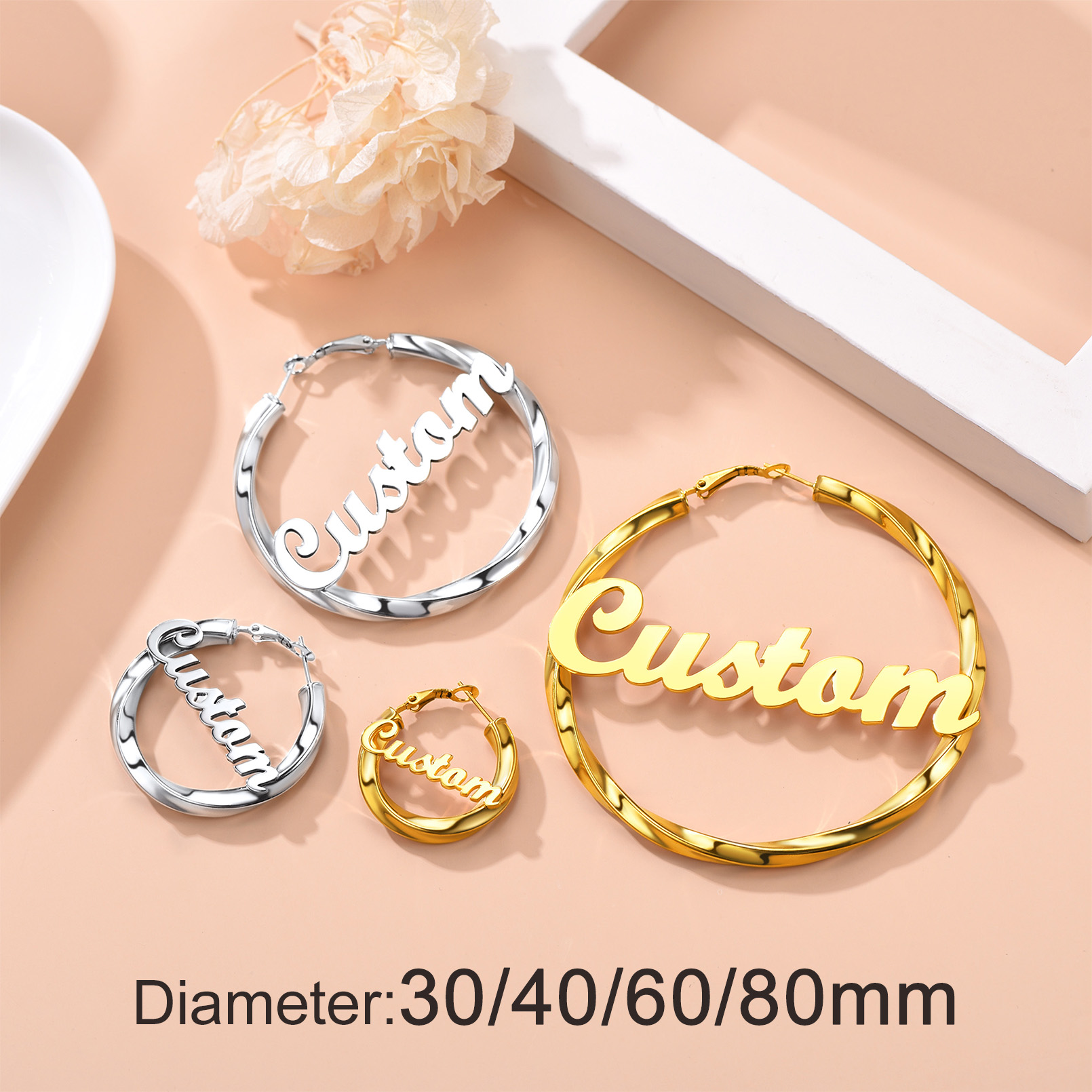 Boucles d’Oreilles Collection Créoles Personnalisées avec Nom pour Femme