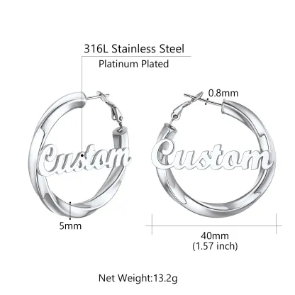Boucles d’Oreilles Créoles Personnalisées avec Nom pour Femme  Taille 40mm