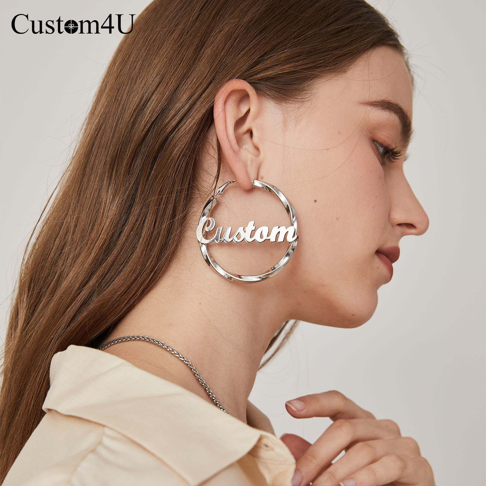 Boucles d’Oreilles Créoles Personnalisées  pour Femme