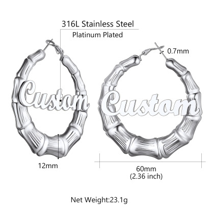 Créoles Bambou avec Nom Personnalisé