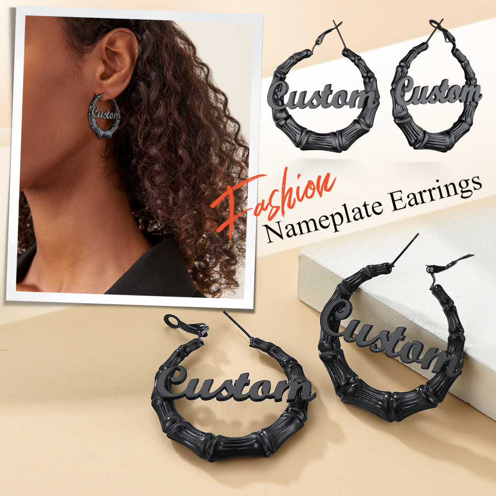 Créoles Bambou avec Nom Personnalisé model