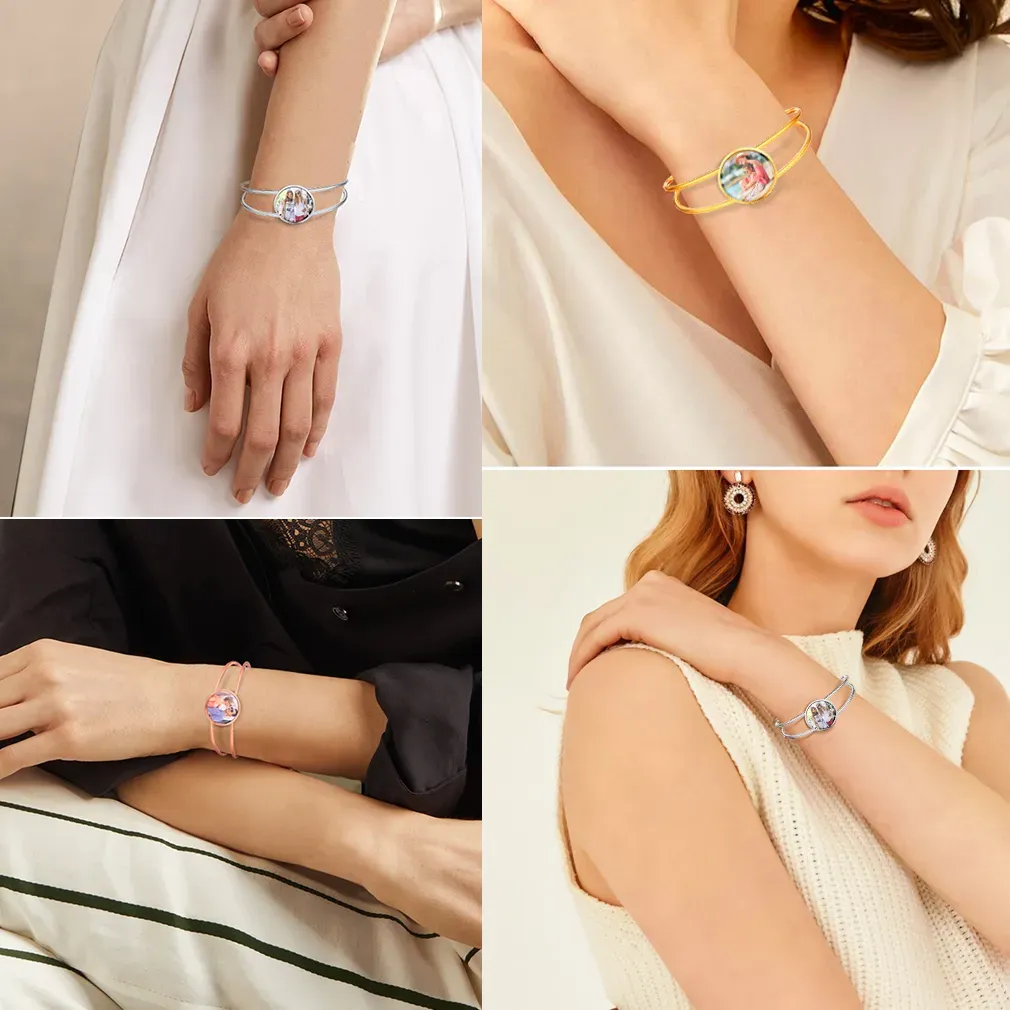 Bracelet manchette personnalisé avec photo et gravure pour femme Modèle