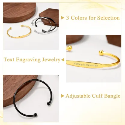 Bracelet Manchette Personnalisé Gravé avec Nom pour Femme Détail