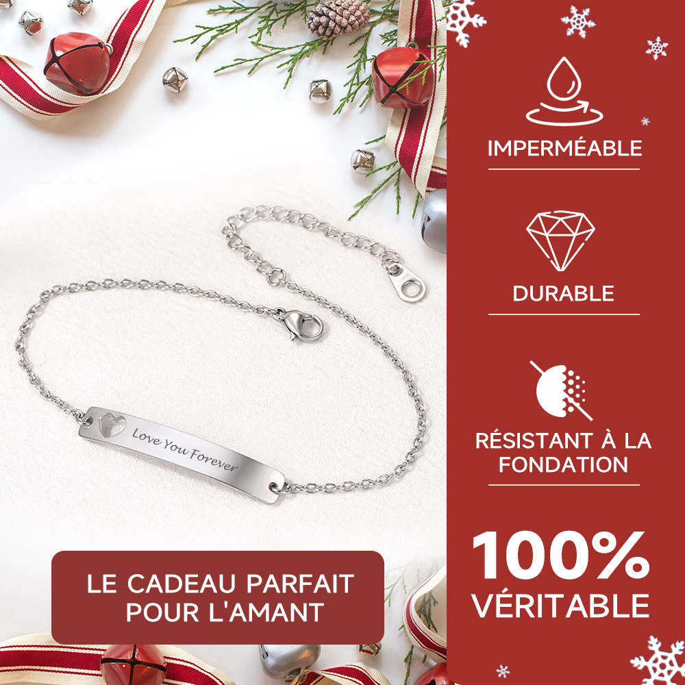 Bracelet Personnalisé avec Barre Nominale pour  l'amant