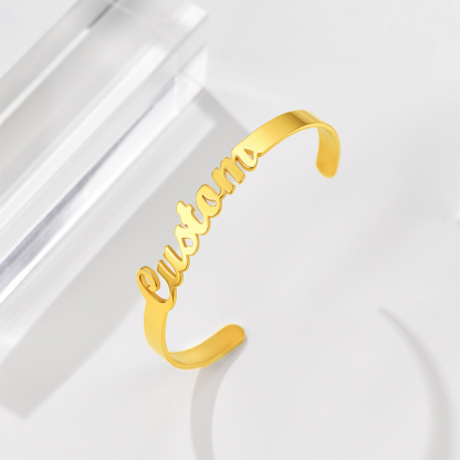  Bracelet Personnalisé avec Nom en Acier Inoxydable 316L Or