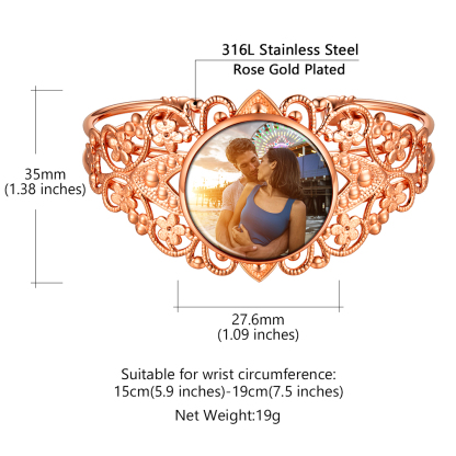 Bracelet Manchette Personnalisé avec Photo pour Femme