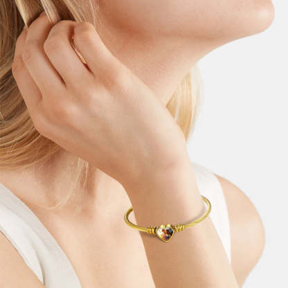 Bracelet Manchette Cœur Personnalisé avec Photo pour Femme