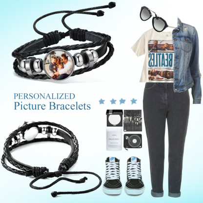 Bracelet en Cuir Personnalisé avec Photo