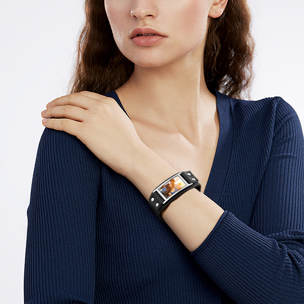 Bracelet en Cuir Personnalisé avec Photo 