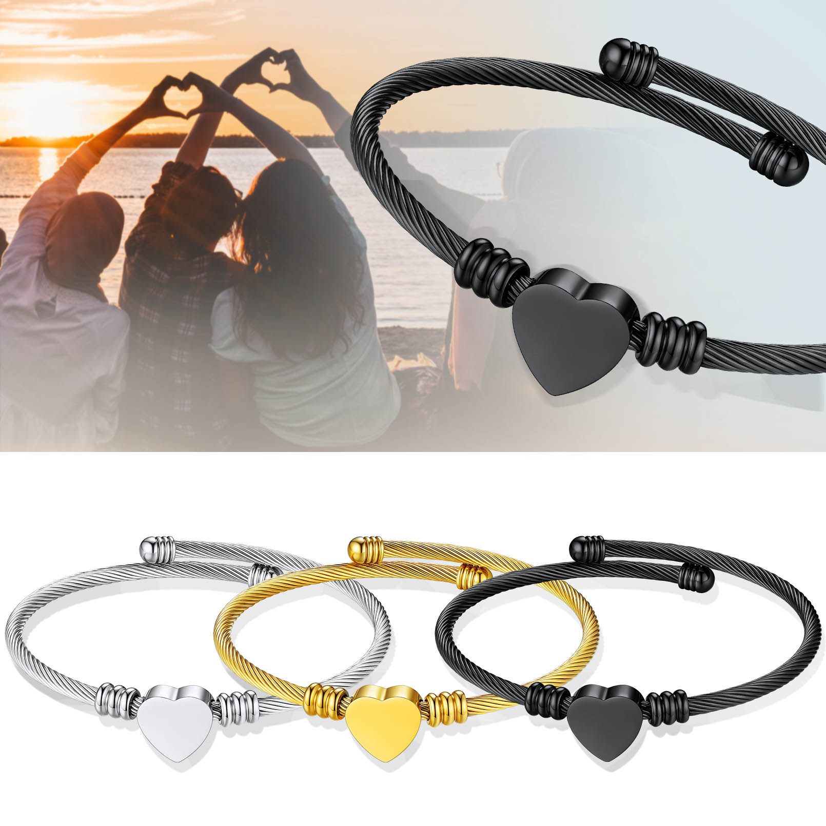 Bracelet Manchette Personnalisé avec Nom Gravé pour Femme Scène