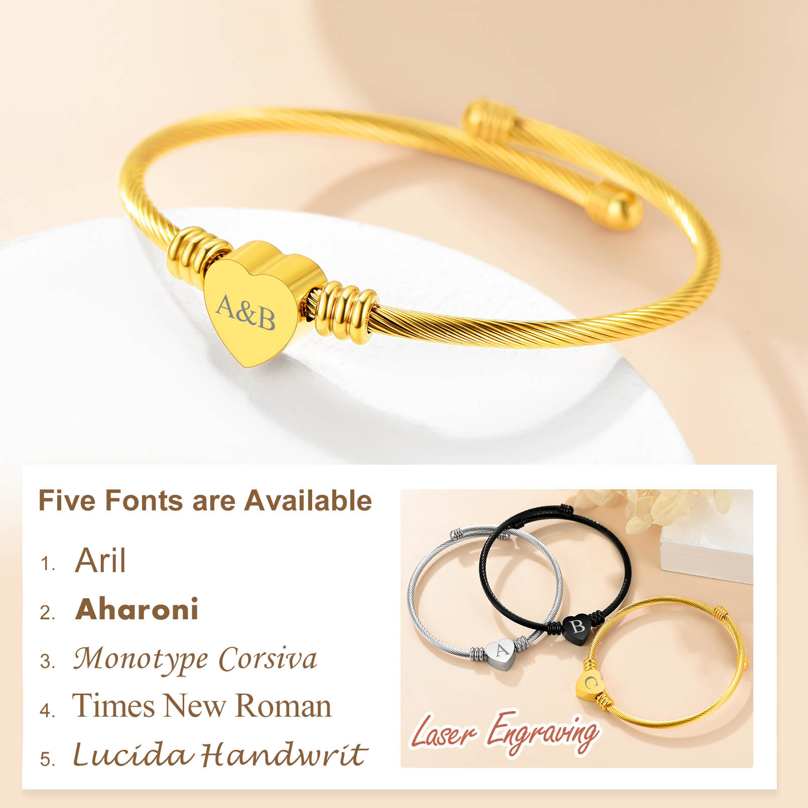 Bracelet Manchette Personnalisé avec Nom Gravé pour Femme Police