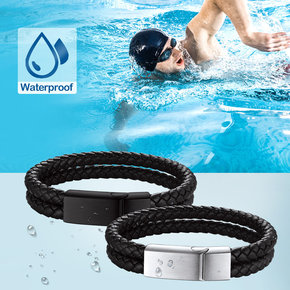 Bracelet en Cuir Tressé Double Personnalisé pour Homme Fonction