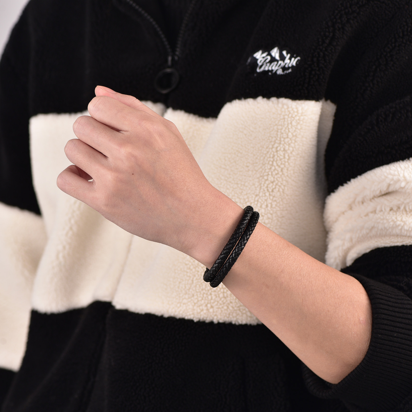 Bracelet en Cuir Tressé Double 