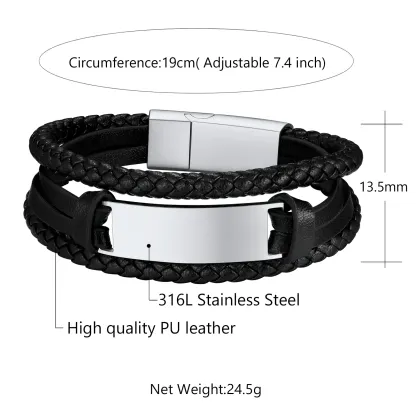 Bracelet en Cuir Tressé Personnalisé pour Homme Taille