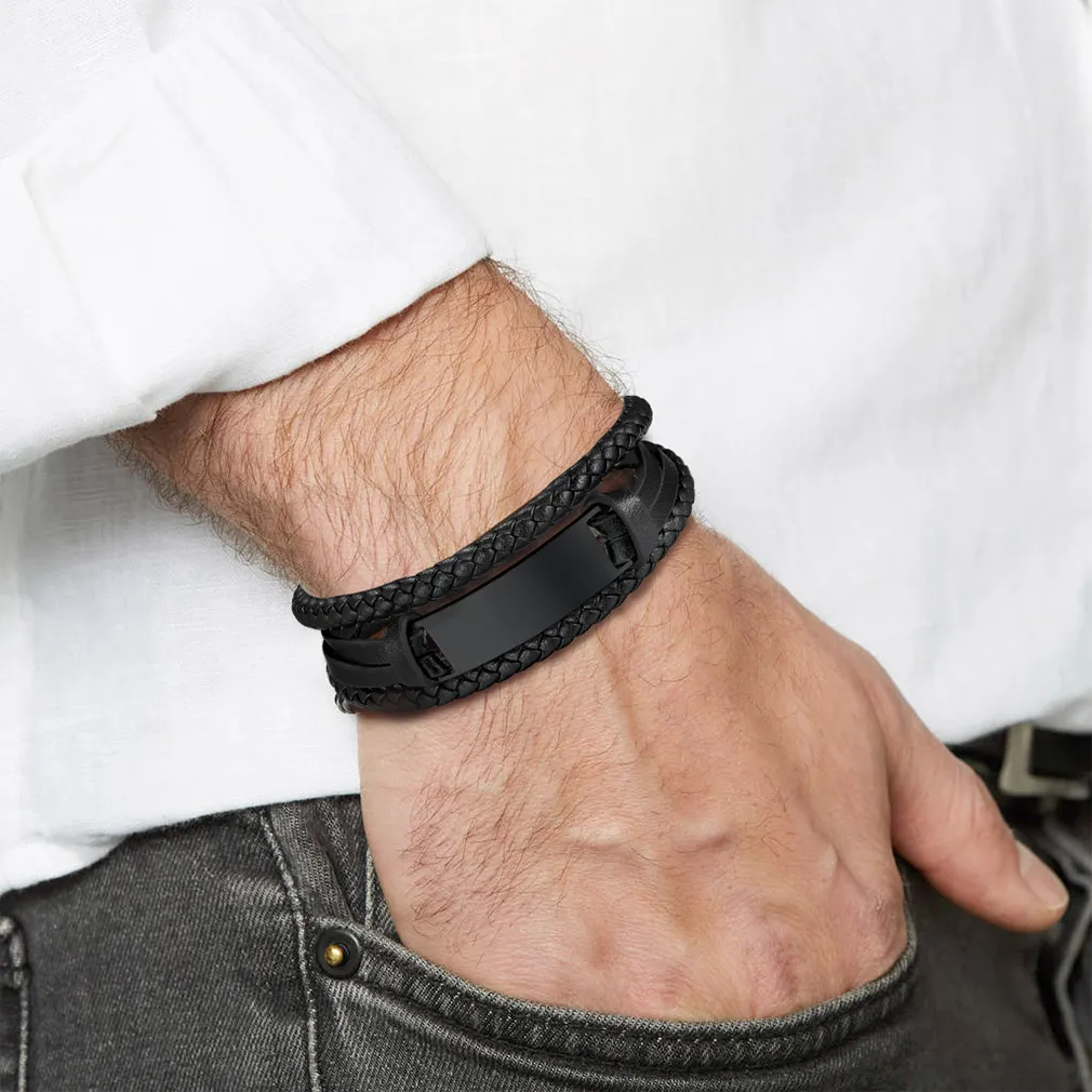 Bracelet en Cuir Tressé Personnalisé 