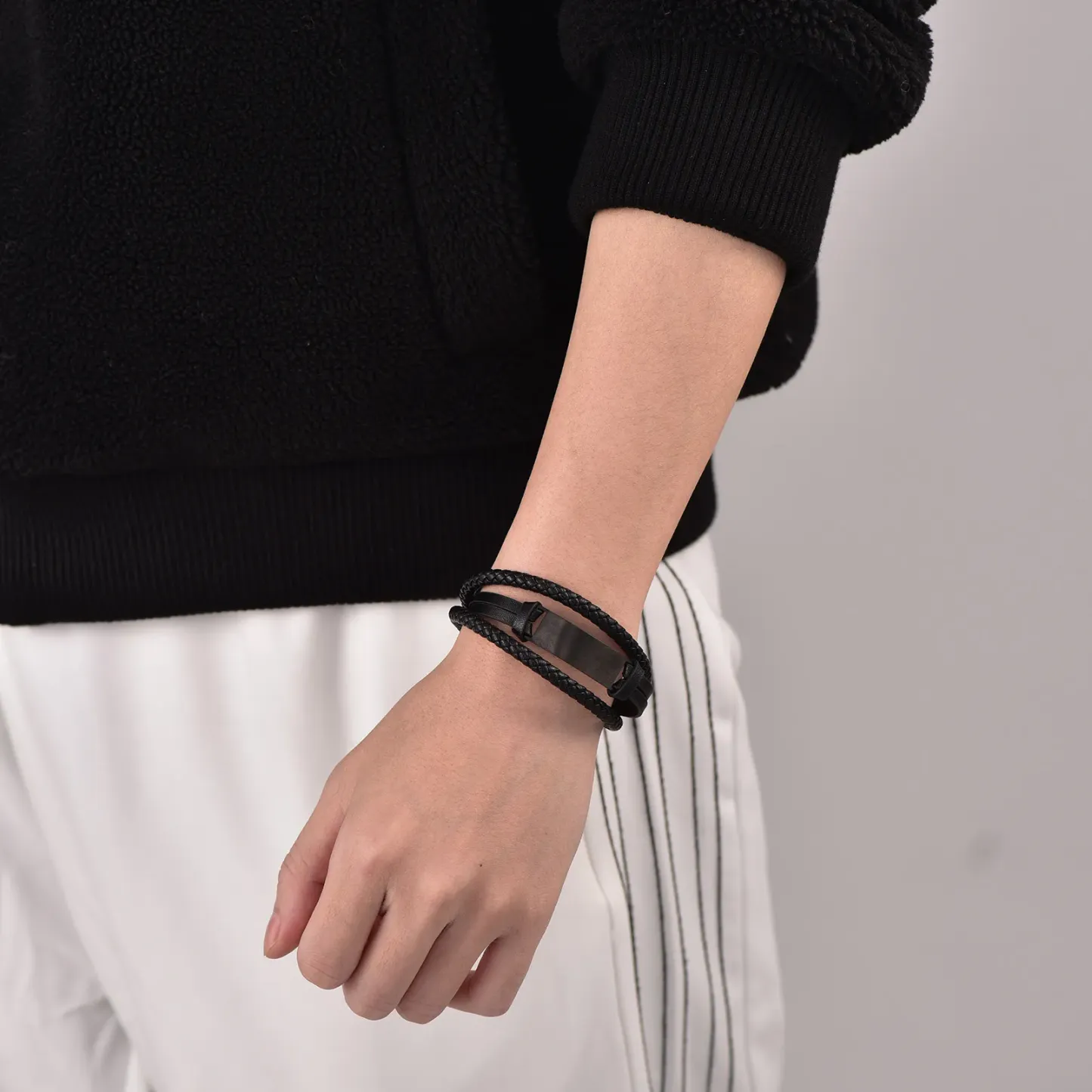 Bracelet en Cuir Tressé pour Homme