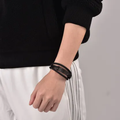 Bracelet en Cuir Tressé pour Homme