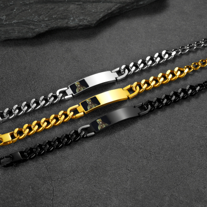 Bracelet Photo Personnalisable en Acier Inoxydable 316L pour Homme Collection