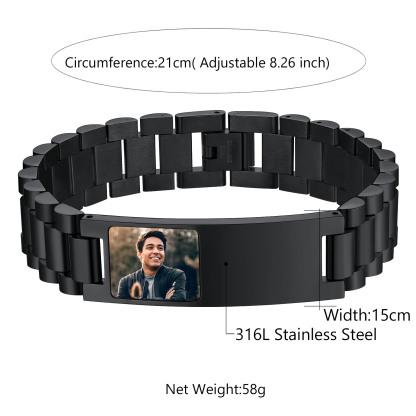Bracelet d'Identification Personnalisé avec Photo pour Hommes Taille