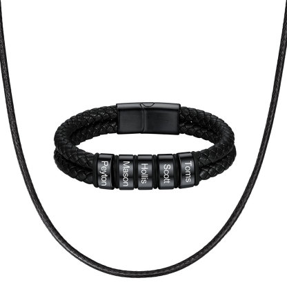 Bracelet Homme Personnalisé Prénom Gravé en Cuir