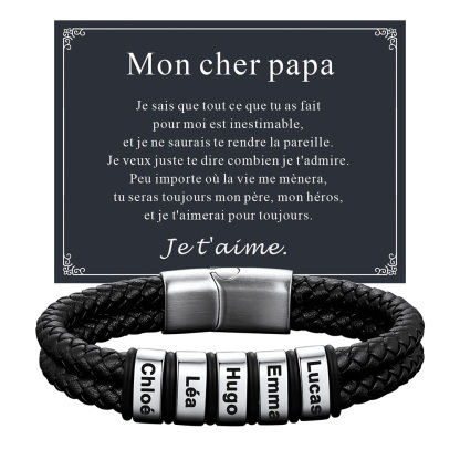 Bracelet Homme Personnalisé Prénom Gravé en Cuir