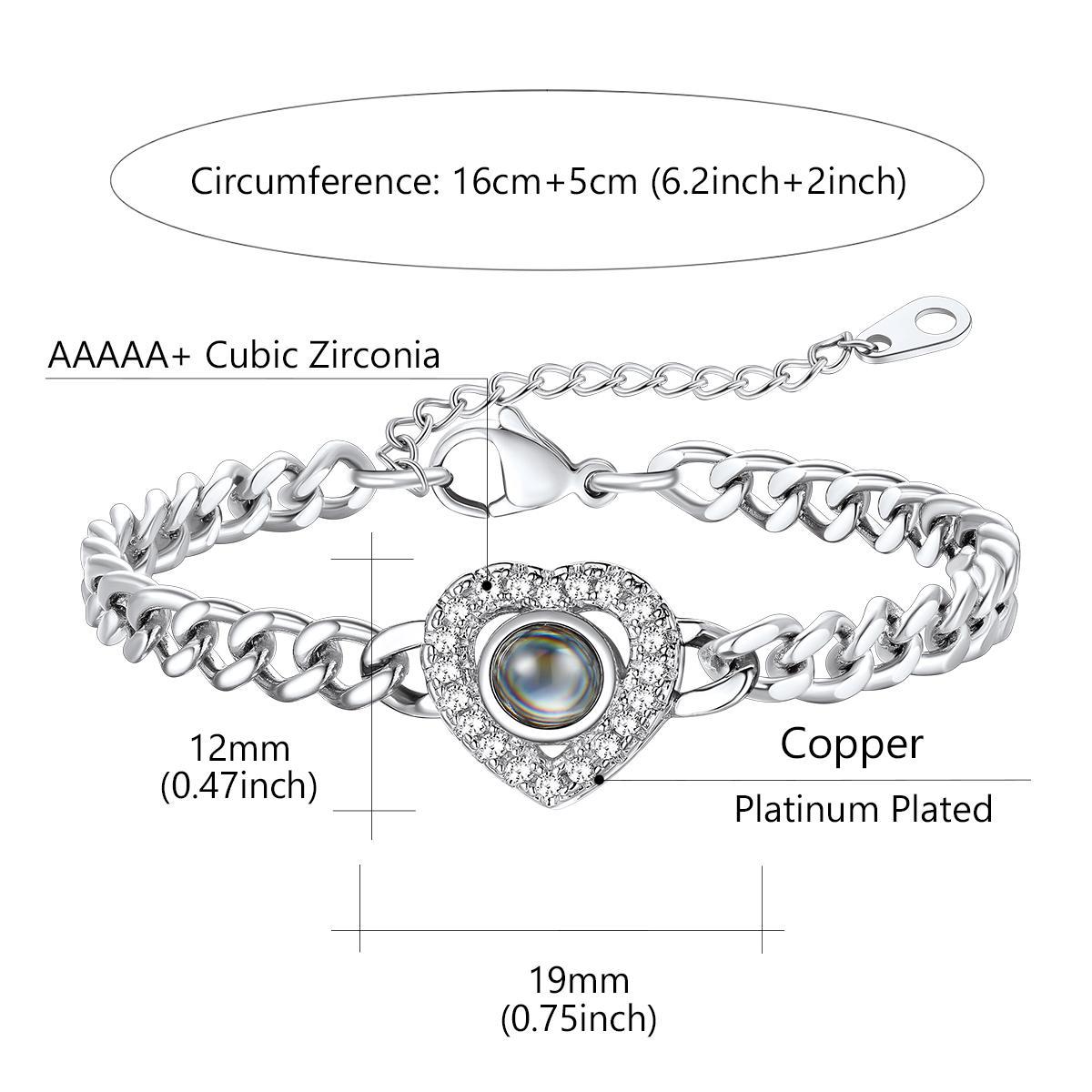 Bracelet Cœur Projection Photo Personnalisé - Taille 