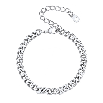 Bracelet Femme Cubain Gravé 1 à 6 Noms Argenté