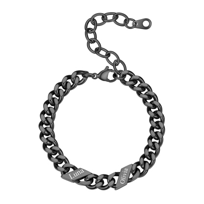 Bracelet Femme Cubain Gravé 1 à 6 Noms Noir

