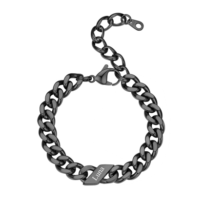 Bracelet Femme Cubain Gravé 1 à 6 Noms Noir
