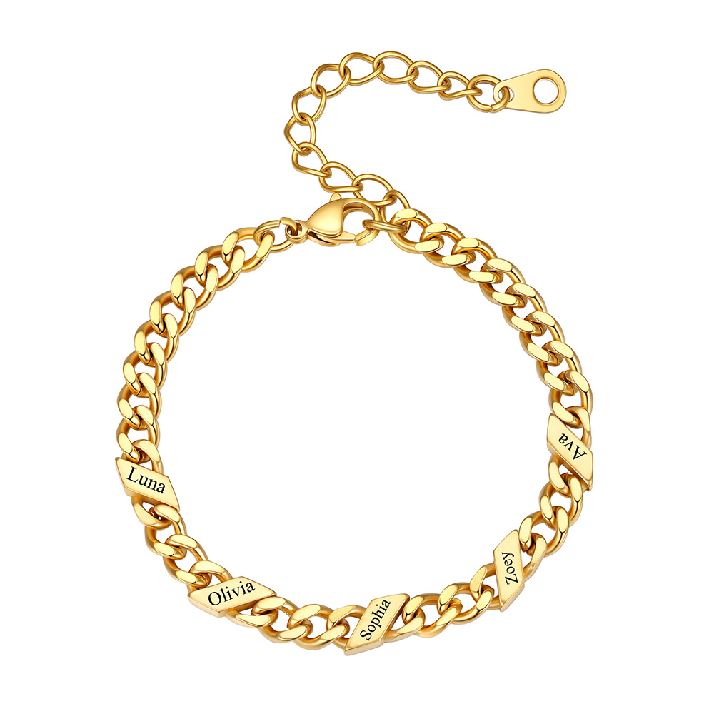 Bracelet Femme Cubain Gravé 1 à 6 Noms Or