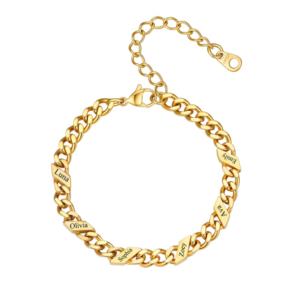 Bracelet Femme Cubain Gravé 1 à 6 Noms Or