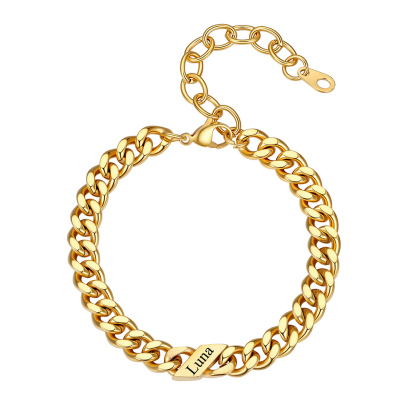 Bracelet Femme Cubain Gravé 1 à 6 Noms Or
