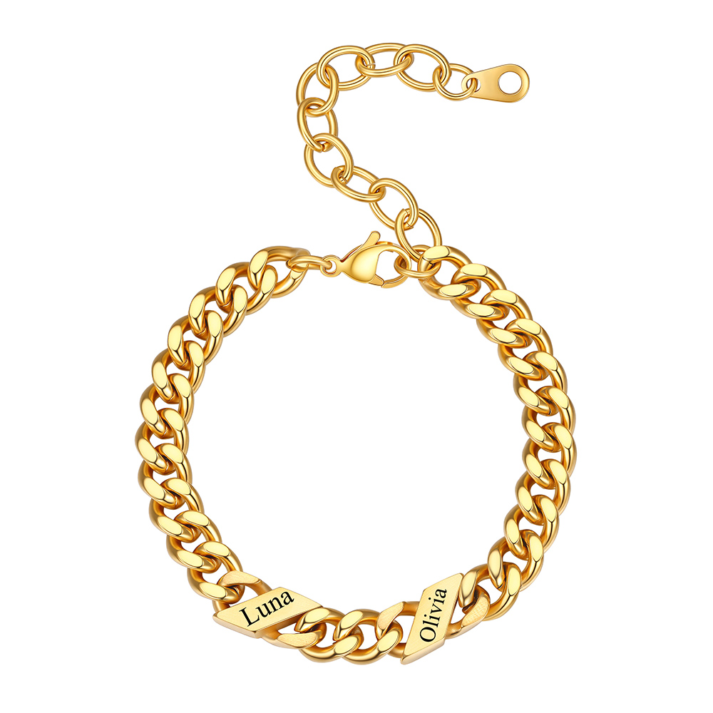 Bracelet Femme Cubain Gravé 1 à 6 Noms Or