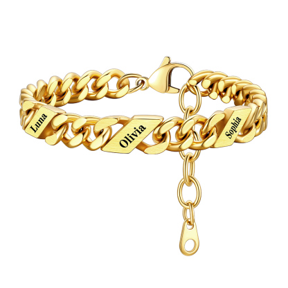 Bracelet Femme Cubain Gravé 1 à 6 Noms 