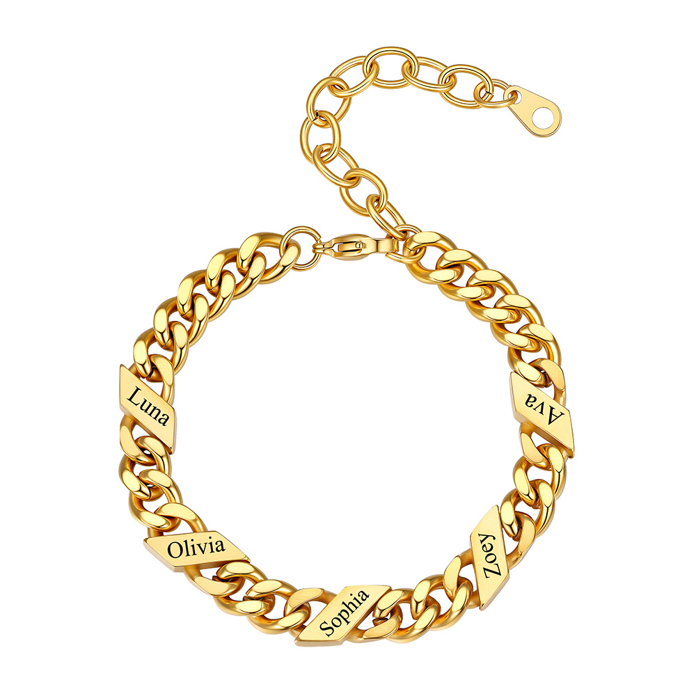 Bracelet Femme Cubain Gravé 1 à 6 Noms Or