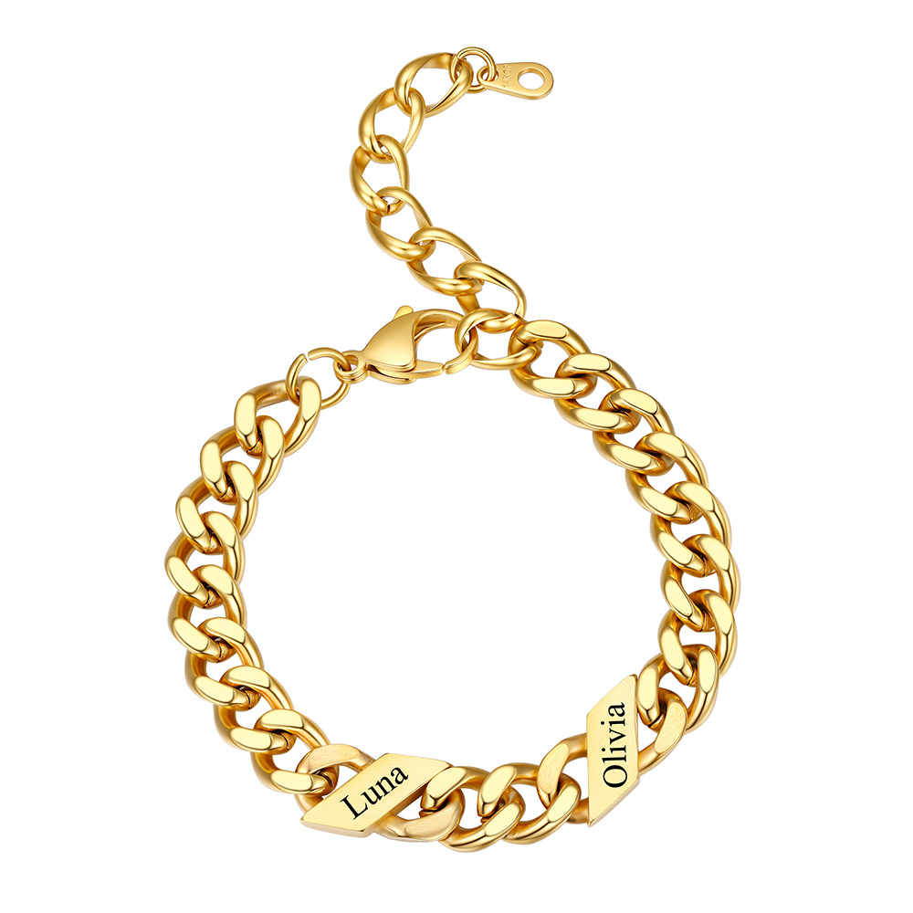 Bracelet Femme Cubain Gravé 1 à 6 Noms Or