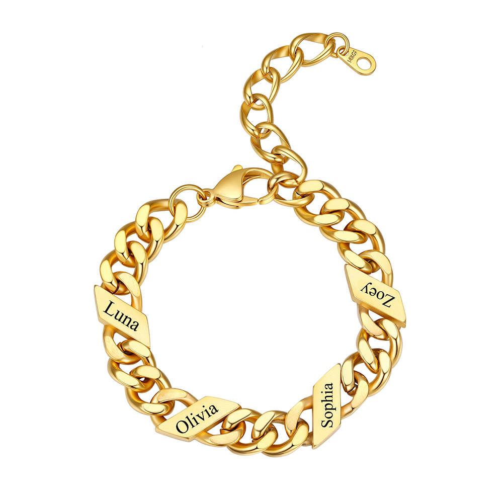 Bracelet Femme Cubain Gravé 1 à 6 Noms Or