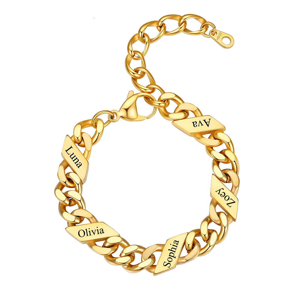 Bracelet Femme Cubain Gravé 1 à 6 Noms Or