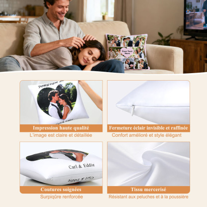 Coussin Personnalisé avec Photo et Texte