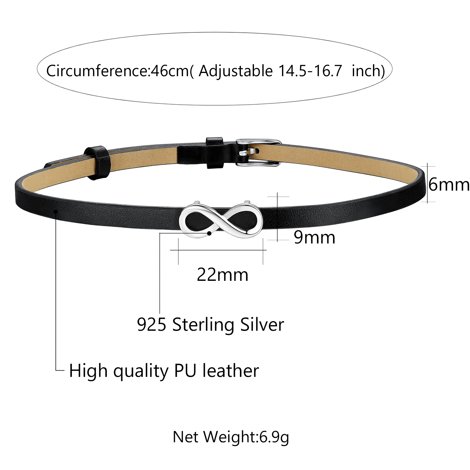 Collier Ras-de-Cou en Cuir Personnalisé pour Femme Taille