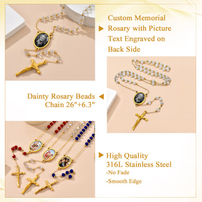 Collier Personnalisé avec Chapelet et Crucifix Catholique en forme de Y Détail